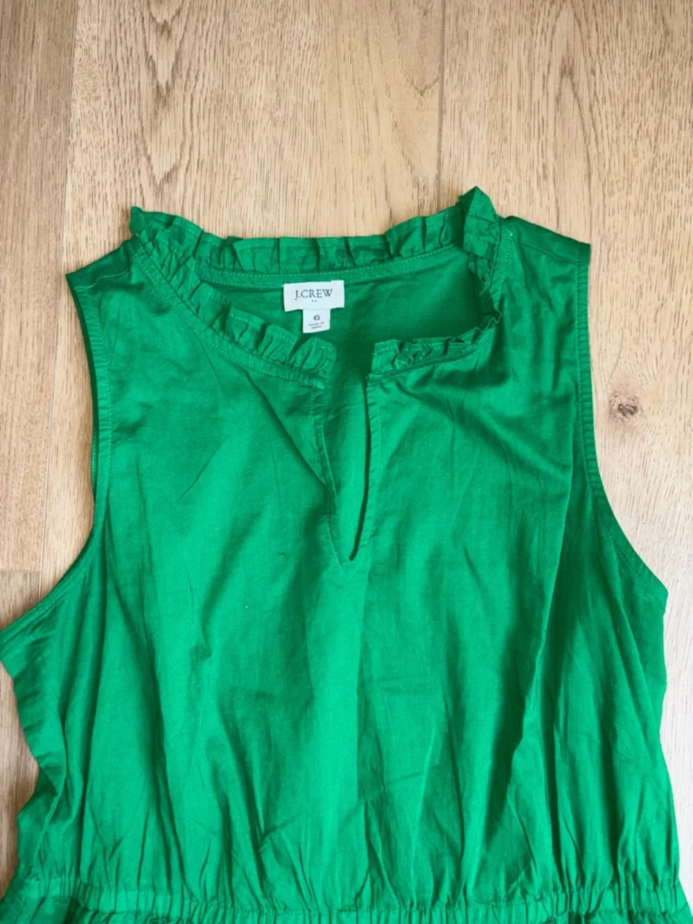 Cotton Spring Wedding Guest Dress Green Ruffle Hem Women's Maxi Size 6 J. Crew - Picture 6 of 10
